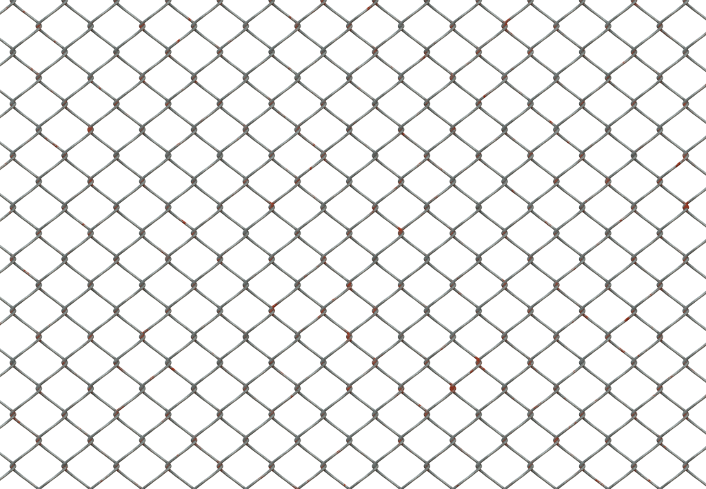 Maschendrahtzaun vor grünem Grund